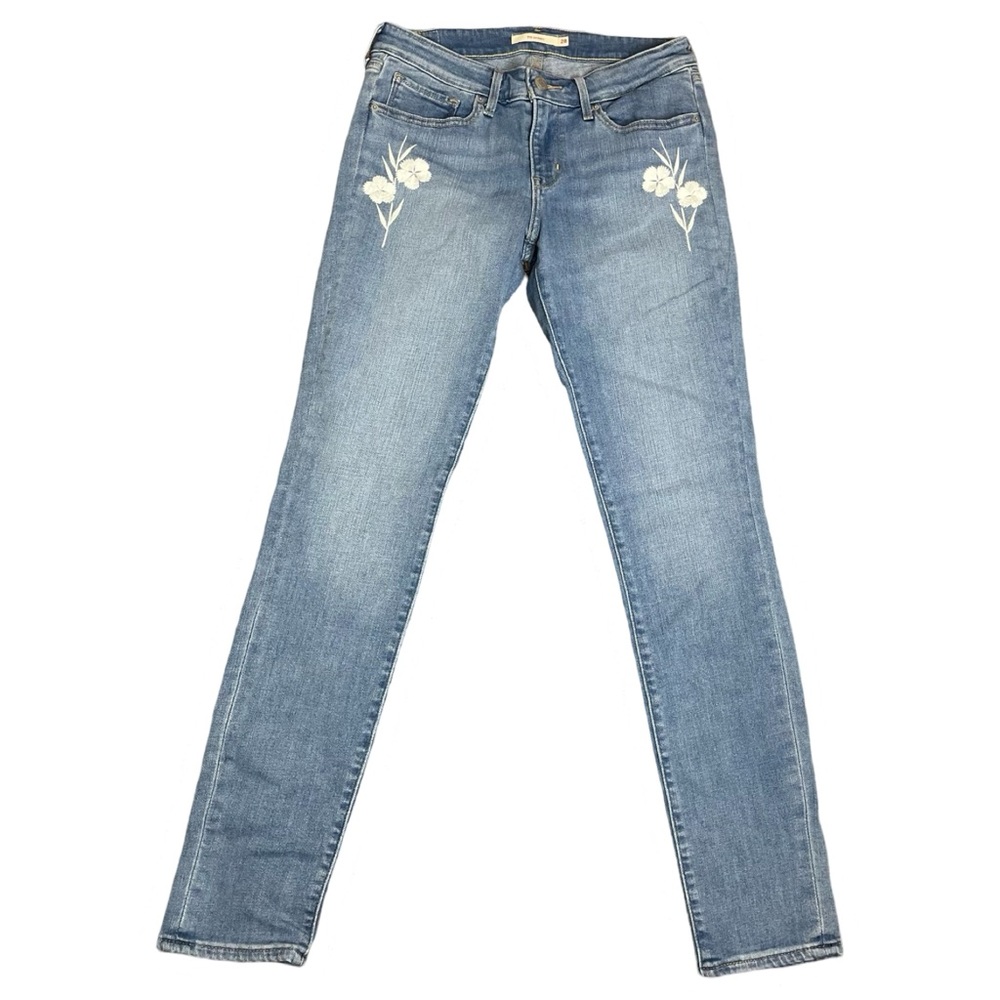 Levi's 711 Skinny Flower Embroidered Distressed Jeans Size 28